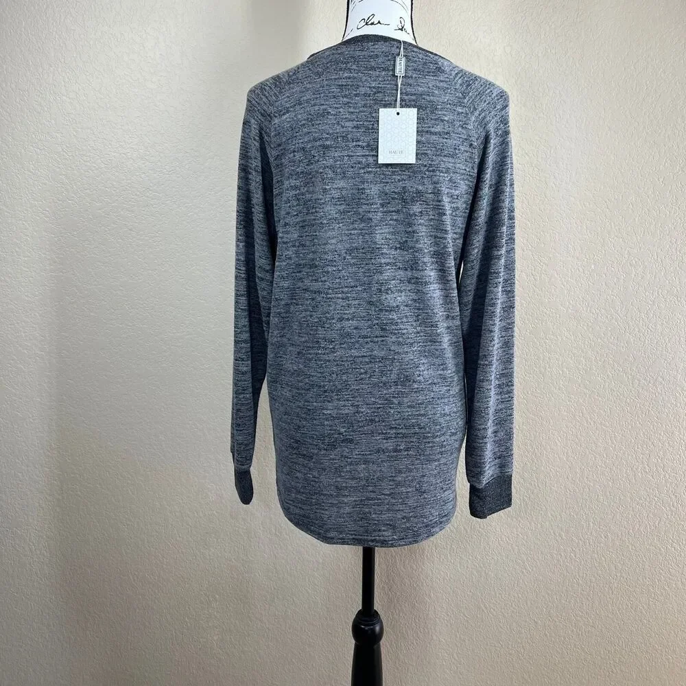 Haute Edition Ultra Soft Pullover Sweatshirt with Contrast Trim size M lagenlook